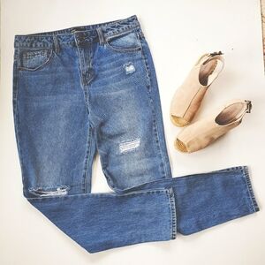 miss poured blue High Rise Ripped Jeans